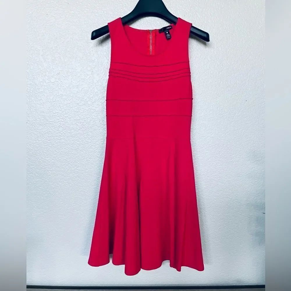Red Aqua Cocktail Party Sun Dress S